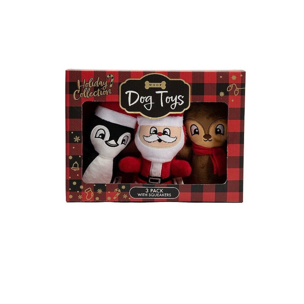 Dog Toys 3-Pack Christmas Dog Toys with Squeakers